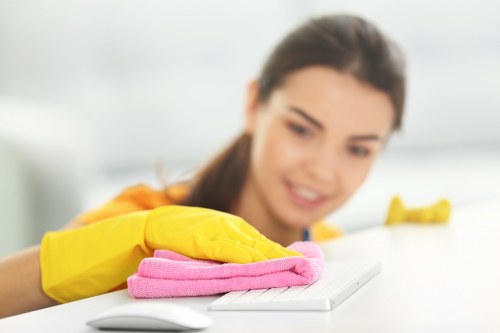 Team member logging a carpet cleaning complaint for investigation
